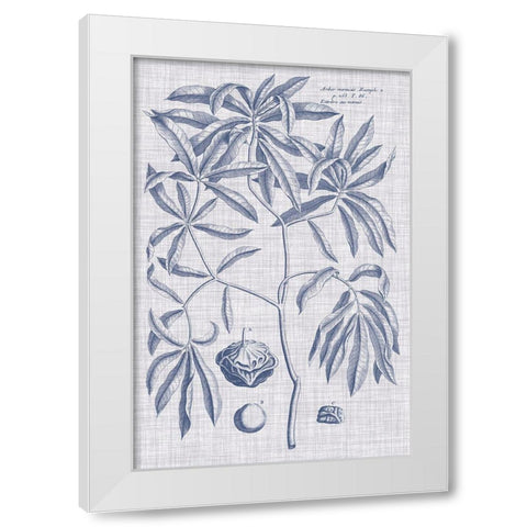 Navy And Linen Botanical V White Modern Wood Framed Art Print by Vision Studio