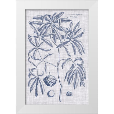 Navy And Linen Botanical V White Modern Wood Framed Art Print by Vision Studio