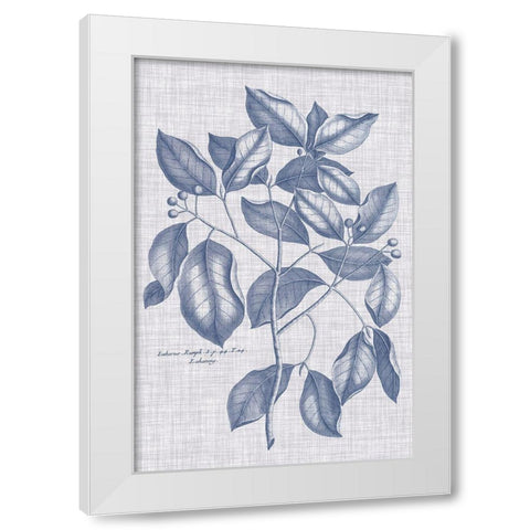 Navy And Linen Botanical VII White Modern Wood Framed Art Print by Vision Studio