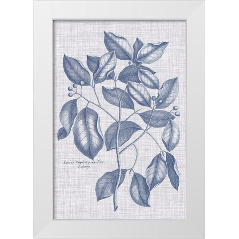 Navy And Linen Botanical VII White Modern Wood Framed Art Print by Vision Studio