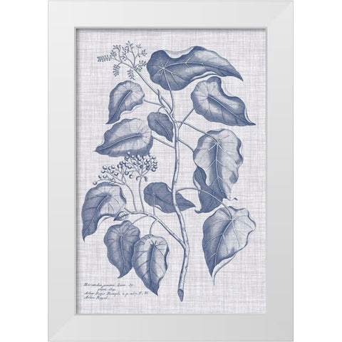 Navy And Linen Botanical VIII White Modern Wood Framed Art Print by Vision Studio