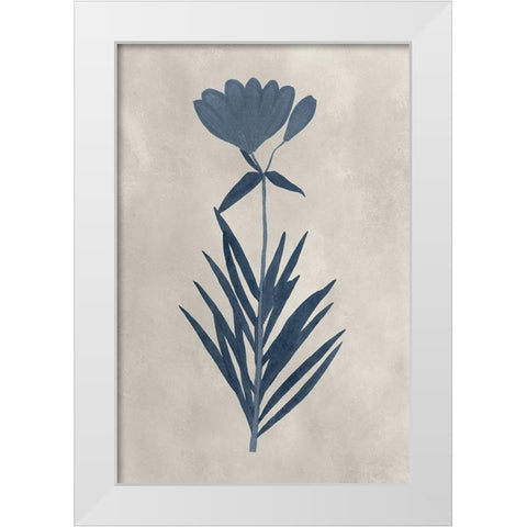 Navy Pressed Flowers I White Modern Wood Framed Art Print by Vision Studio