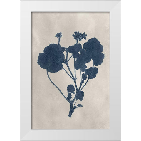 Navy Pressed Flowers II White Modern Wood Framed Art Print by Vision Studio