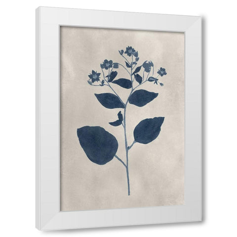 Navy Pressed Flowers III White Modern Wood Framed Art Print by Vision Studio