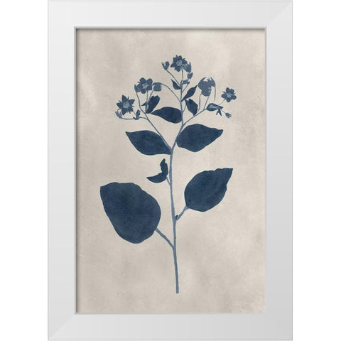 Navy Pressed Flowers III White Modern Wood Framed Art Print by Vision Studio