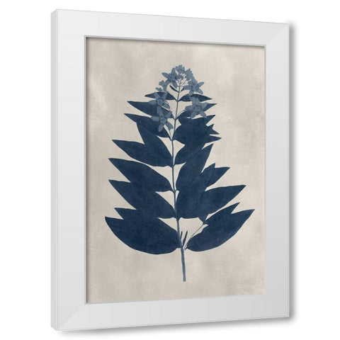 Navy Pressed Flowers IV White Modern Wood Framed Art Print by Vision Studio