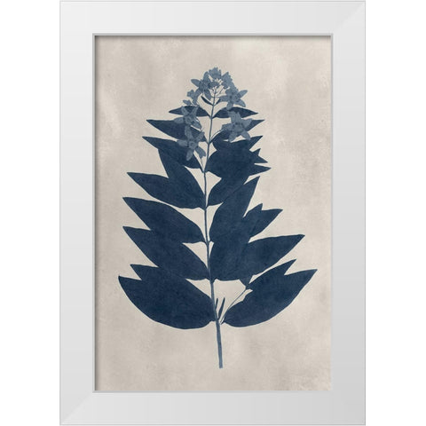 Navy Pressed Flowers IV White Modern Wood Framed Art Print by Vision Studio