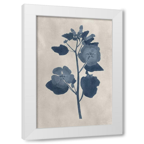 Navy Pressed Flowers V White Modern Wood Framed Art Print by Vision Studio