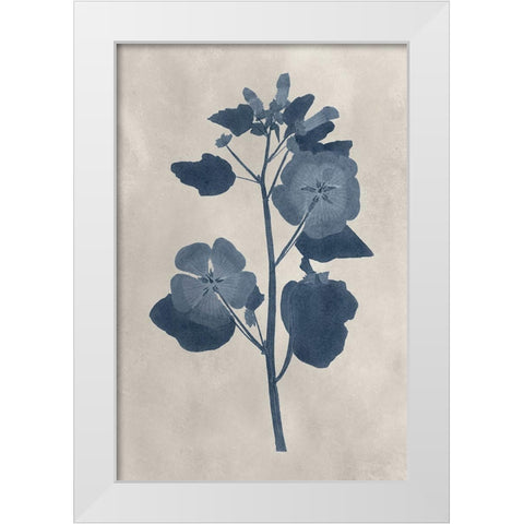 Navy Pressed Flowers V White Modern Wood Framed Art Print by Vision Studio