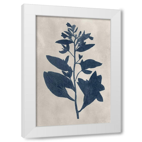 Navy Pressed Flowers VI White Modern Wood Framed Art Print by Vision Studio