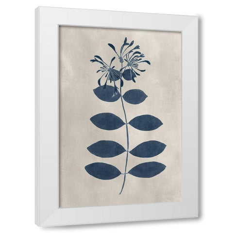 Navy Pressed Flowers IX White Modern Wood Framed Art Print by Vision Studio