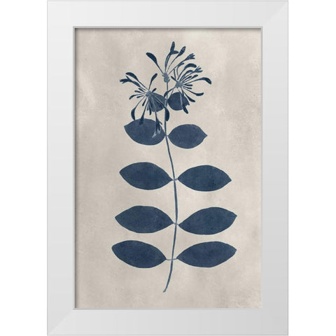 Navy Pressed Flowers IX White Modern Wood Framed Art Print by Vision Studio