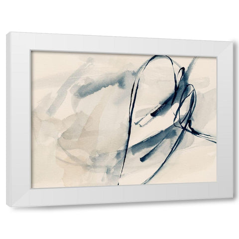 Intuitive Indigo Markings IV White Modern Wood Framed Art Print by Barnes, Victoria