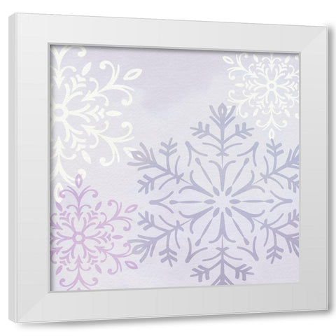 Pastel Snowflakes I White Modern Wood Framed Art Print by Barnes, Victoria