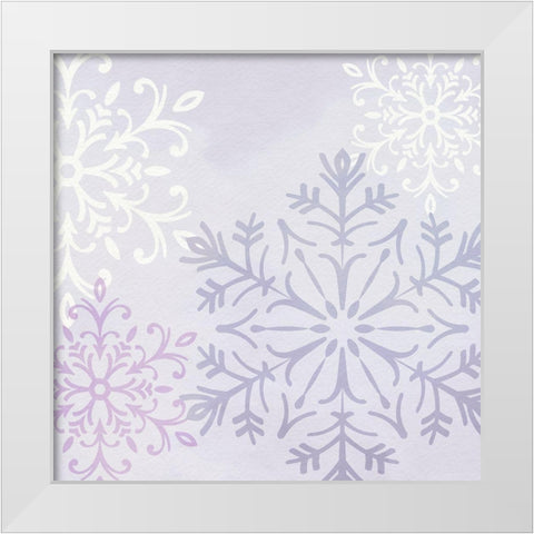 Pastel Snowflakes I White Modern Wood Framed Art Print by Barnes, Victoria