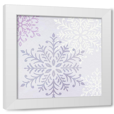 Pastel Snowflakes III White Modern Wood Framed Art Print by Barnes, Victoria