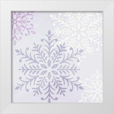 Pastel Snowflakes III White Modern Wood Framed Art Print by Barnes, Victoria