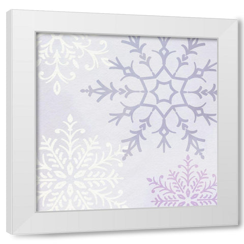 Pastel Snowflakes IV White Modern Wood Framed Art Print by Barnes, Victoria