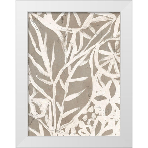 Mudcloth Foliage I White Modern Wood Framed Art Print by Vess, June Erica