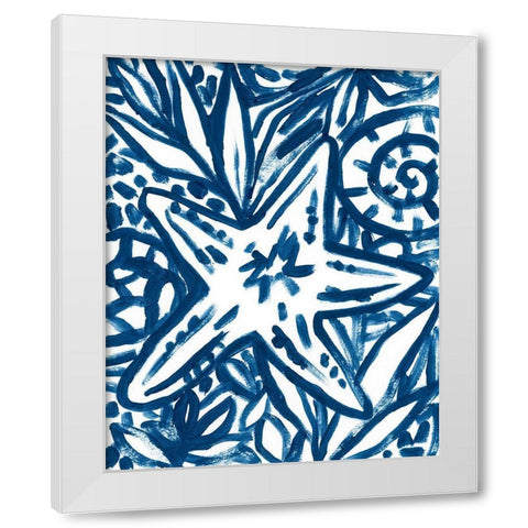 Brushy Beach Batik III White Modern Wood Framed Art Print by Vess, June Erica