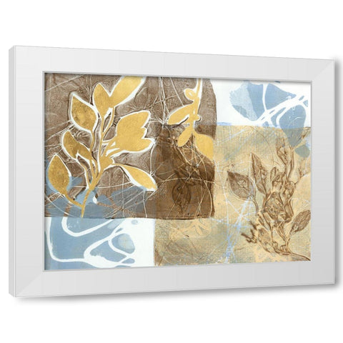 Embellished Leaf Inclusion I White Modern Wood Framed Art Print by Goldberger, Jennifer