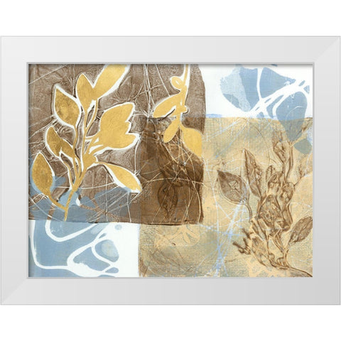 Embellished Leaf Inclusion I White Modern Wood Framed Art Print by Goldberger, Jennifer