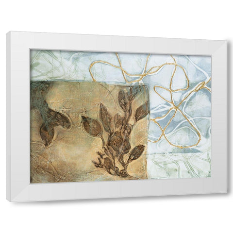 Embellished Leaf Inclusion V White Modern Wood Framed Art Print by Goldberger, Jennifer