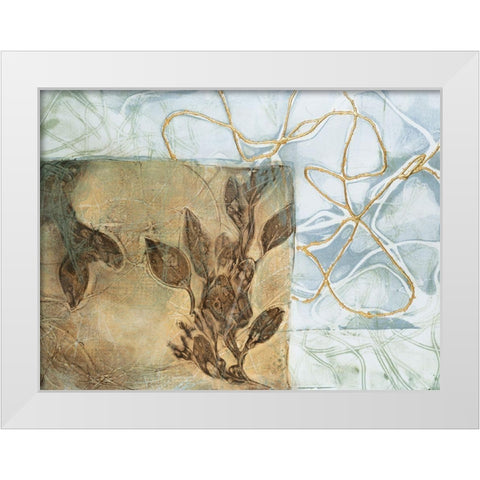 Embellished Leaf Inclusion V White Modern Wood Framed Art Print by Goldberger, Jennifer