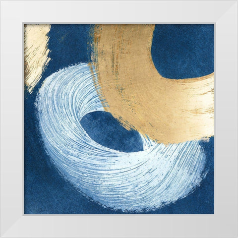 Blue And Gold Revolution IV White Modern Wood Framed Art Print by Meagher, Megan