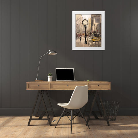 City Time White Modern Wood Framed Art Print by Stevens, Allayn