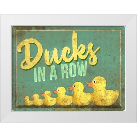 Ducks in a Row White Modern Wood Framed Art Print by North 40