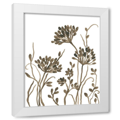Sepia Petal Silhouettes II White Modern Wood Framed Art Print by Vess, June Erica