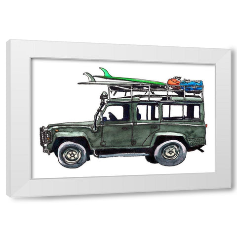 Surf Jeep White Modern Wood Framed Art Print by McCreery, Paul