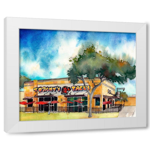 Torchys Tacos White Modern Wood Framed Art Print by McCreery, Paul