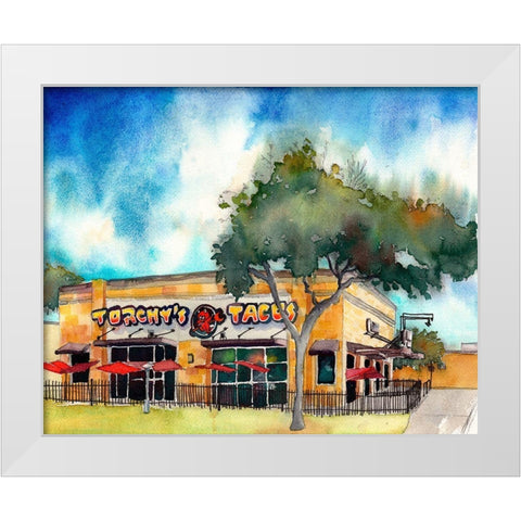 Torchys Tacos White Modern Wood Framed Art Print by McCreery, Paul