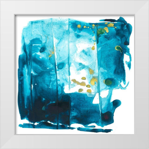 Turquoise Tidbits White Modern Wood Framed Art Print by Combs, Joyce