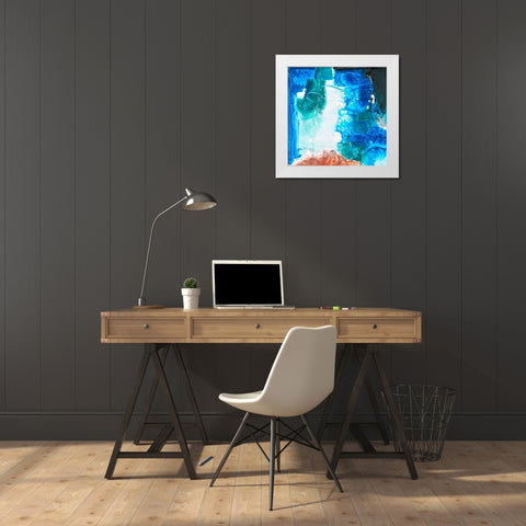 Mystical Blue 1 White Modern Wood Framed Art Print by Combs, Joyce