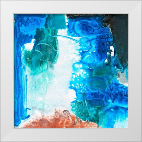Mystical Blue 1 White Modern Wood Framed Art Print by Combs, Joyce