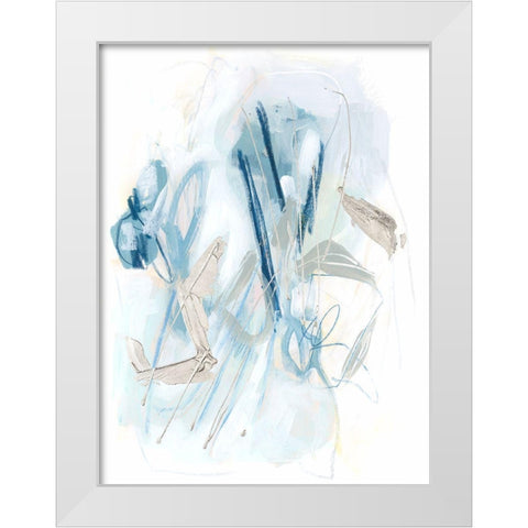 Blue Scribe II White Modern Wood Framed Art Print by Vess, June Erica