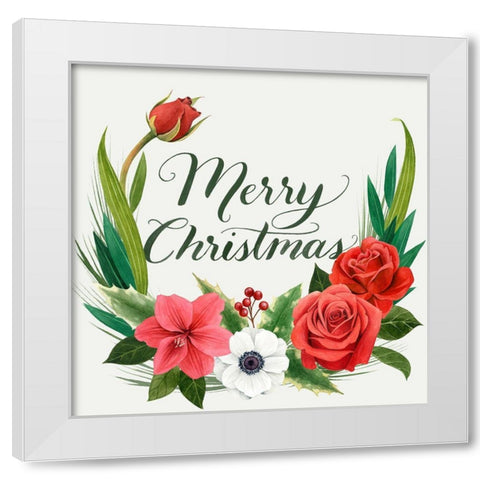 Christmas Flora Wreath I White Modern Wood Framed Art Print by Popp, Grace