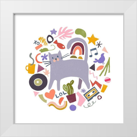 Cool Cats I White Modern Wood Framed Art Print by Vess, June Erica