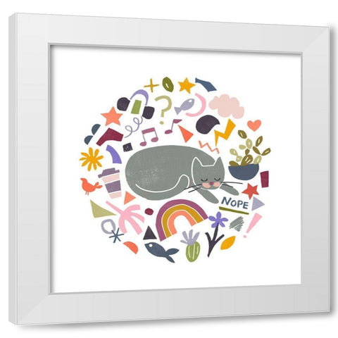 Cool Cats II White Modern Wood Framed Art Print by Vess, June Erica