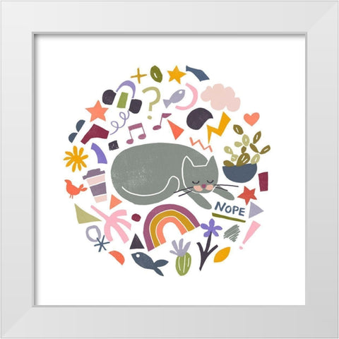 Cool Cats II White Modern Wood Framed Art Print by Vess, June Erica