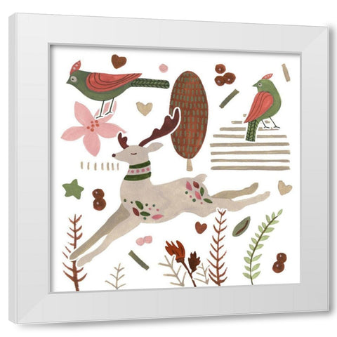 Reindeer Wishes I White Modern Wood Framed Art Print by Wang, Melissa