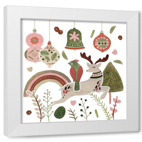 Reindeer Wishes II White Modern Wood Framed Art Print by Wang, Melissa