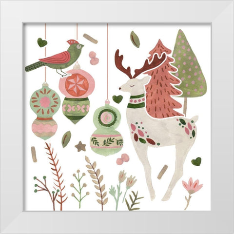 Reindeer Wishes III White Modern Wood Framed Art Print by Wang, Melissa
