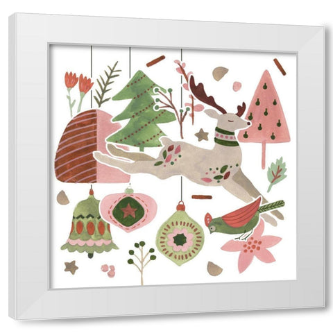 Reindeer Wishes IV White Modern Wood Framed Art Print by Wang, Melissa