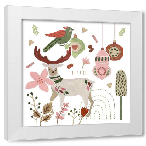 Reindeer Wishes V White Modern Wood Framed Art Print by Wang, Melissa