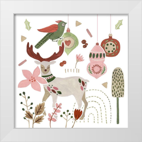 Reindeer Wishes V White Modern Wood Framed Art Print by Wang, Melissa