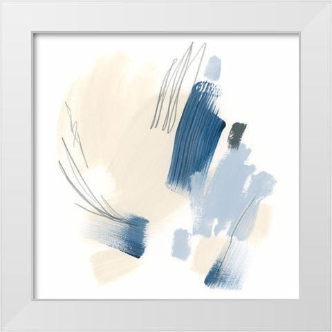 Blue Mark II White Modern Wood Framed Art Print by Vess, June Erica